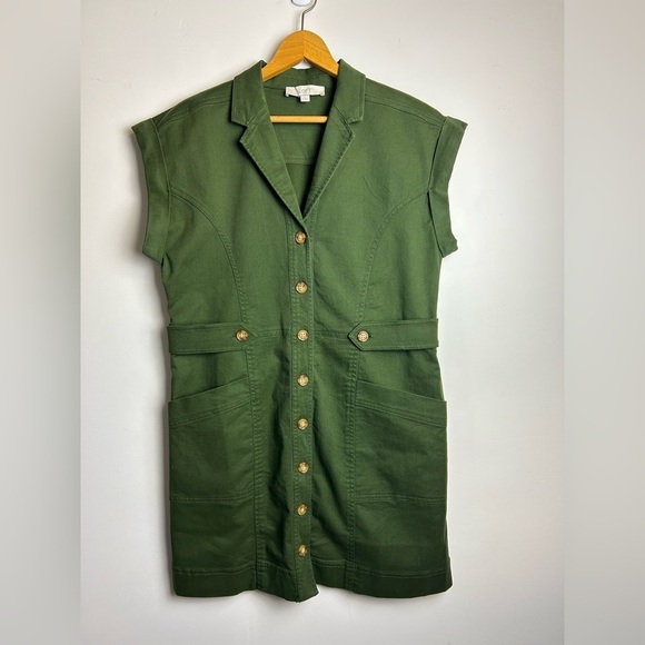 Loft Utility Mini Pocket Shirtdress 8 Green Button-Down Dress Old Money 2024 - Picture 4 of 15
